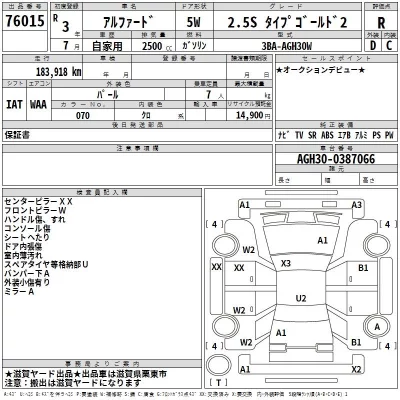 Toyota ALPHARD  с аукциона в Японии