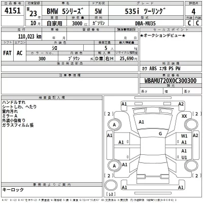 BMW 5-Series  с аукциона в Японии