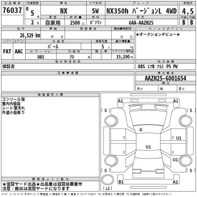 Lexus NX  с аукциона в Японии