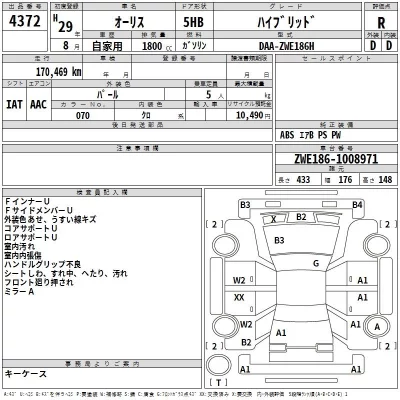 Toyota AURIS  с аукциона в Японии