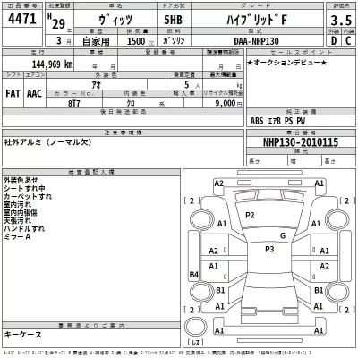 Toyota VITZ  с аукциона в Японии