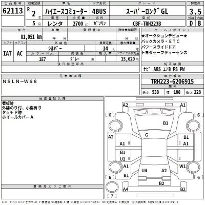 Toyota HIACE  с аукциона в Японии