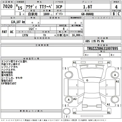 Audi TT  с аукциона в Японии
