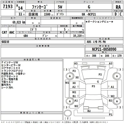 Toyota FUNCARGO  с аукциона в Японии