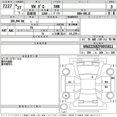 Volkswagen POLO  с аукциона в Японии