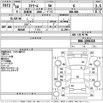Honda STREAM  с аукциона в Японии