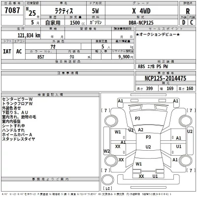 Toyota RACTIS  с аукциона в Японии