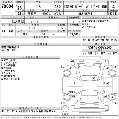 Lexus LS  с аукциона в Японии