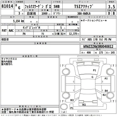 Volkswagen POLO  с аукциона в Японии