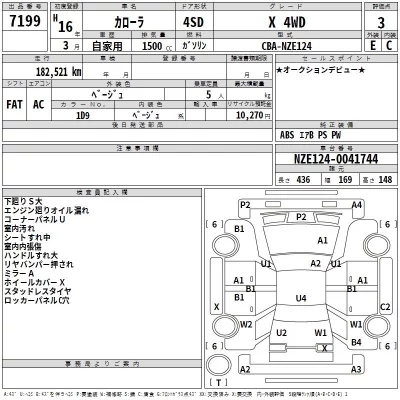 Toyota COROLLA  с аукциона в Японии