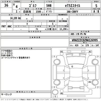 Volkswagen GOLF  с аукциона в Японии