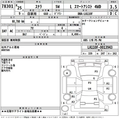 Subaru STELLA  с аукциона в Японии