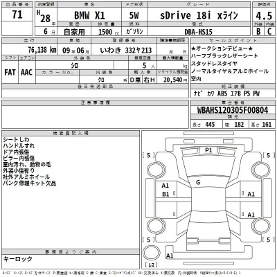 BMW X1  с аукциона в Японии