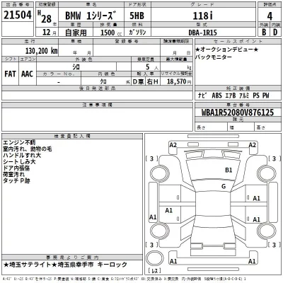 BMW 1-Series  с аукциона в Японии