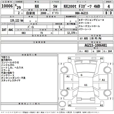 Lexus NX  с аукциона в Японии