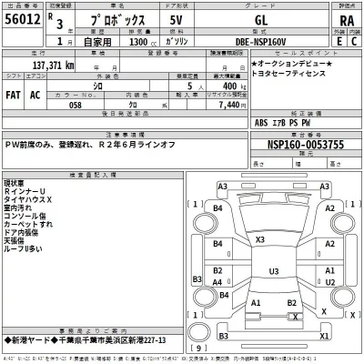 Toyota PROBOX  с аукциона в Японии
