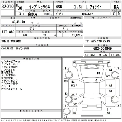 Subaru IMPREZA G4  с аукциона в Японии