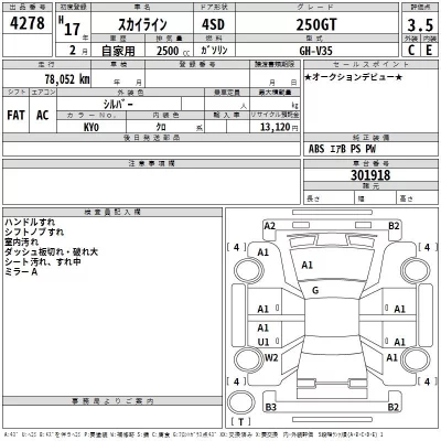 Nissan SKYLINE  с аукциона в Японии