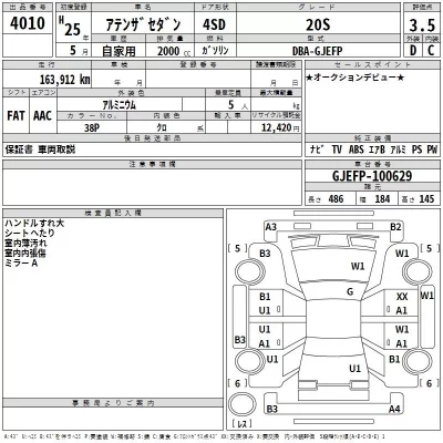 Mazda ATENZA SEDAN  с аукциона в Японии