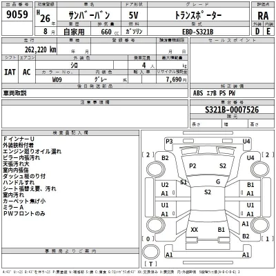 Subaru SAMBAR  с аукциона в Японии