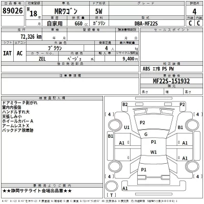 Suzuki MRWAGON  с аукциона в Японии
