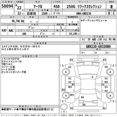 Toyota MARK X  с аукциона в Японии
