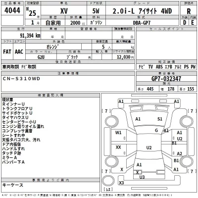 Subaru XV  с аукциона в Японии