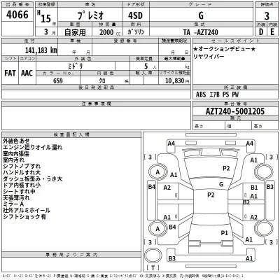 Toyota PREMIO  с аукциона в Японии