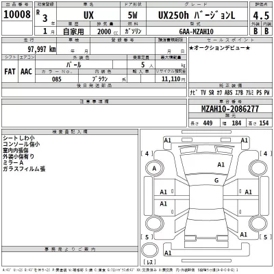 Lexus UX  с аукциона в Японии