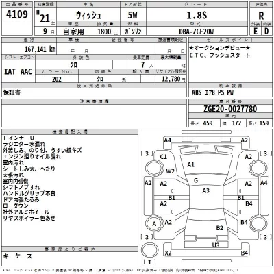 Toyota WISH  с аукциона в Японии