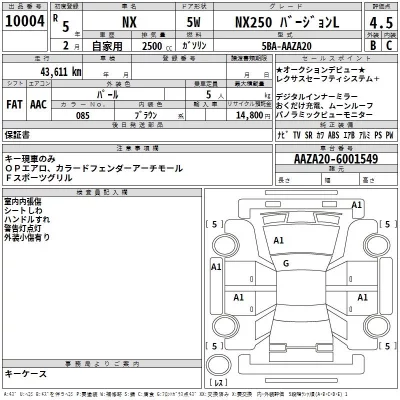 Lexus NX  с аукциона в Японии