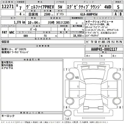 Toyota VELLFIRE  с аукциона в Японии