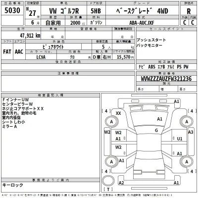 Volkswagen GOLF  с аукциона в Японии