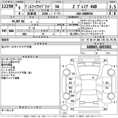 Toyota VELLFIRE  с аукциона в Японии