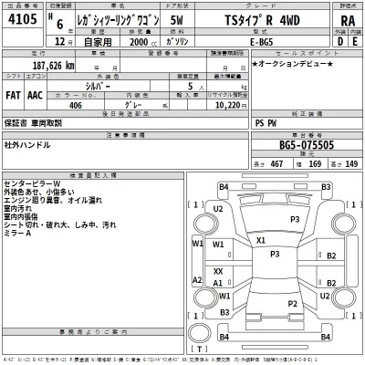 Subaru LEGACY  с аукциона в Японии