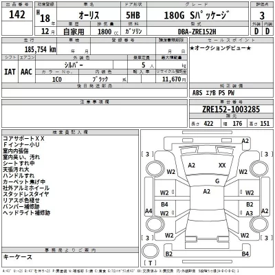 Toyota AURIS  с аукциона в Японии