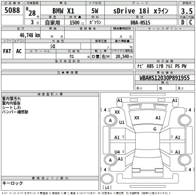 BMW X1  с аукциона в Японии