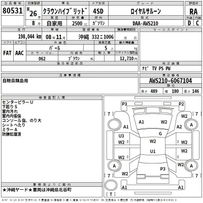 Toyota CROWN  с аукциона в Японии