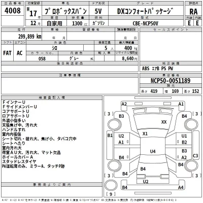 Toyota PROBOX  с аукциона в Японии
