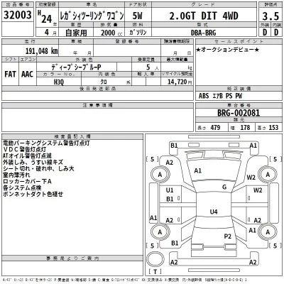 Subaru LEGACY  с аукциона в Японии