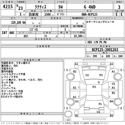 Toyota RACTIS  с аукциона в Японии