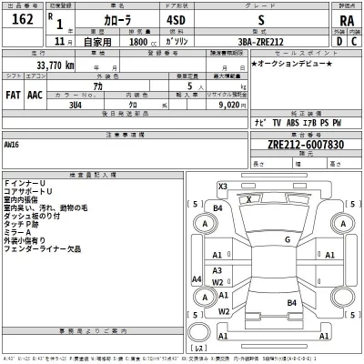 Toyota COROLLA  с аукциона в Японии