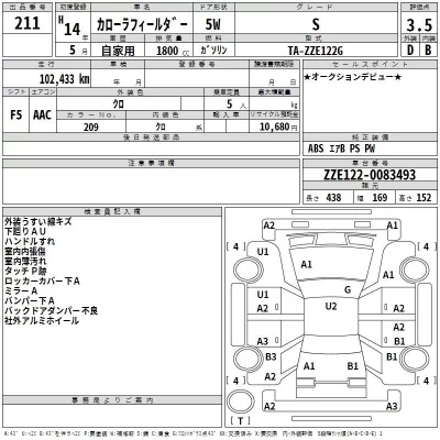 Toyota COROLLA FIELDER  с аукциона в Японии
