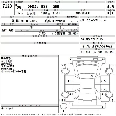 Citroen DS5  с аукциона в Японии
