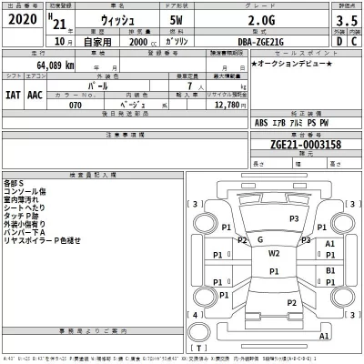 Toyota WISH  с аукциона в Японии