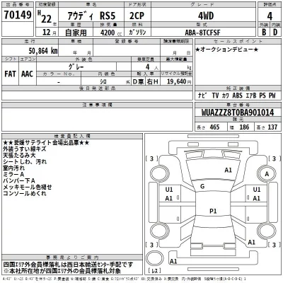 Audi RS5  с аукциона в Японии