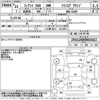 Fiat 500  с аукциона в Японии