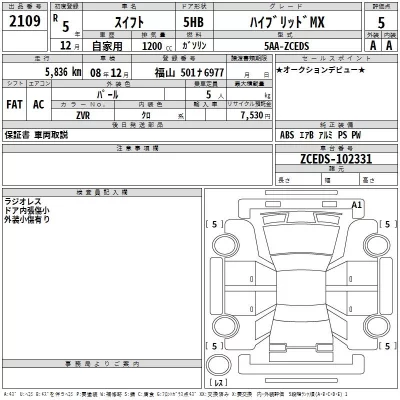 Suzuki SWIFT  с аукциона в Японии