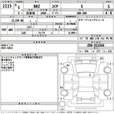 Subaru BRZ  с аукциона в Японии