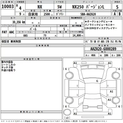 Lexus NX  с аукциона в Японии